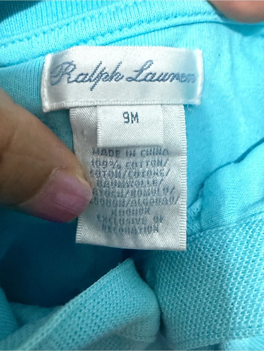 Ralph Lauren Turquoise cotton Infant Romper size 9 months